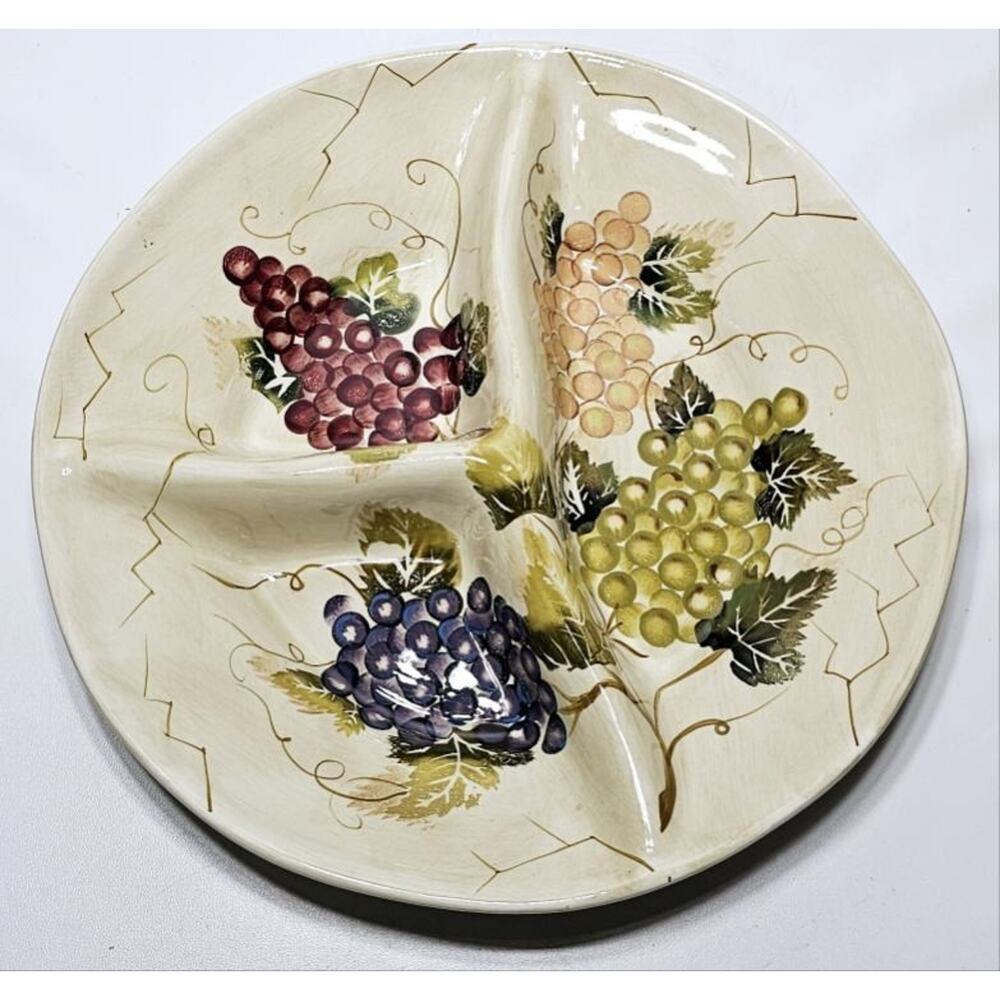 Ceramic Divided Serving Dish Tray Cabernet By Tabletops Unlimited 13.75" D